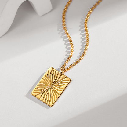 Vintage Gold Square Pendant Necklace