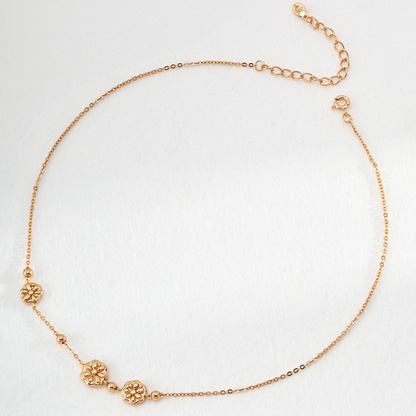 Vintage Gold Floral Charm Necklace